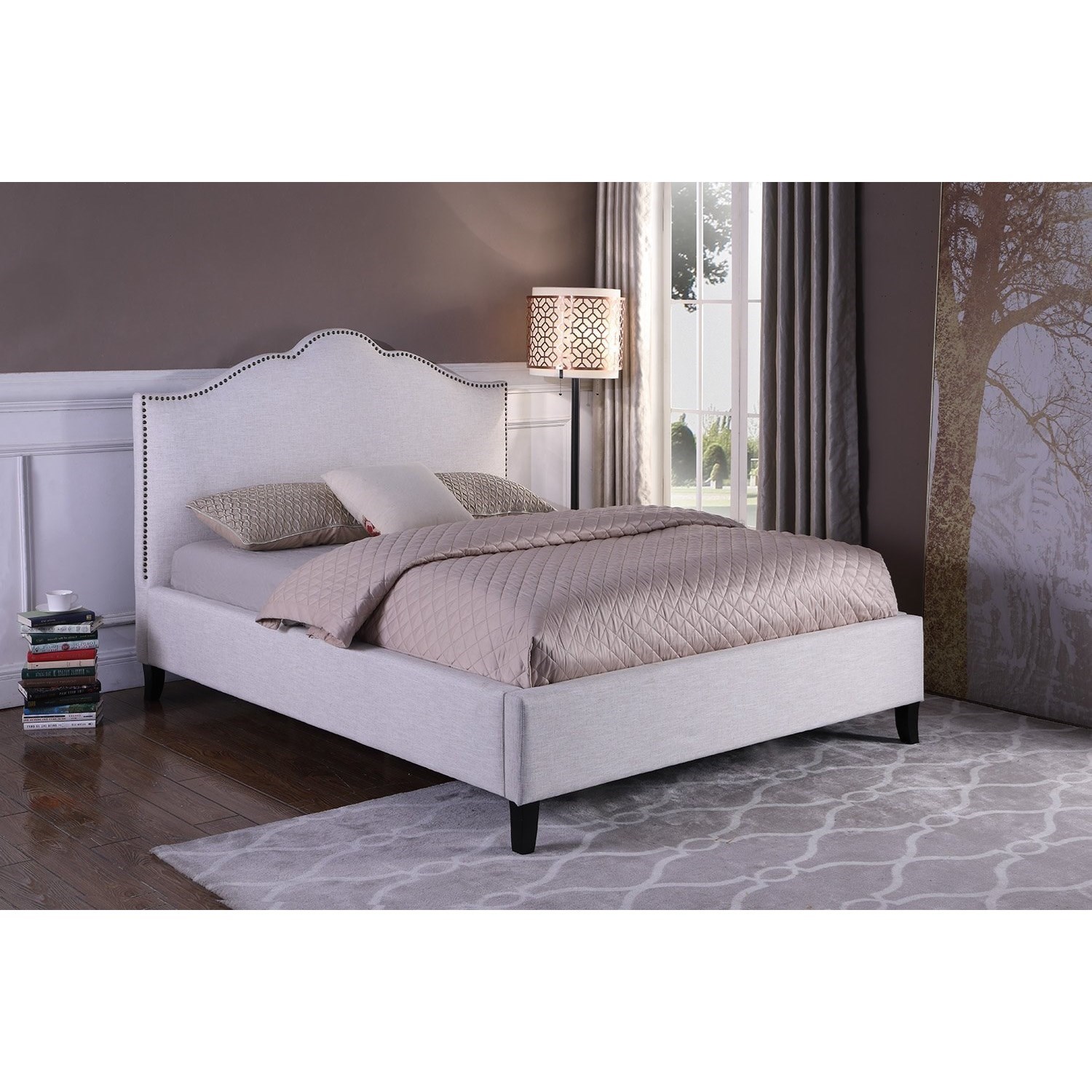 Parker Living Jamie BJAM80002FLO Queen Upholstered Bed with Nailhead Trim Wayside Furniture